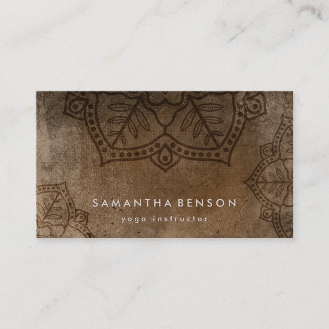 Elegant Mandala Flower Logo Yoga Instructor Business Card (Front)