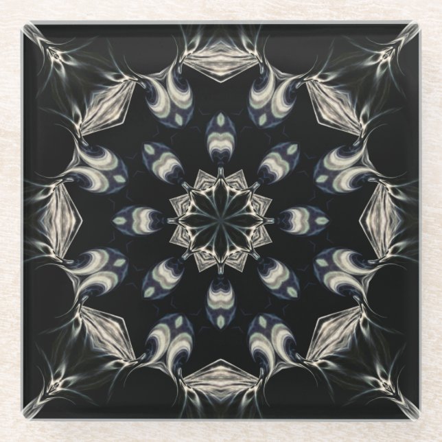 Elegant Mandala Glass Coaster (Front)