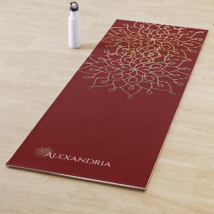 Elegant Mandala Gold Grey Personalised (1 sided) Yoga Mat