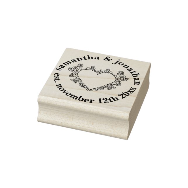 Elegant Mandala Heart Wedding  Rubber Stamp (Stamp)