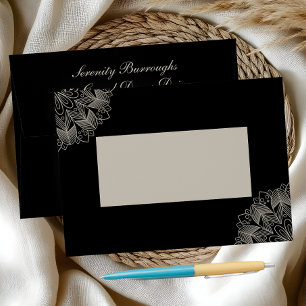 Elegant Mandala Indian Boho Chic Black Wedding Envelope