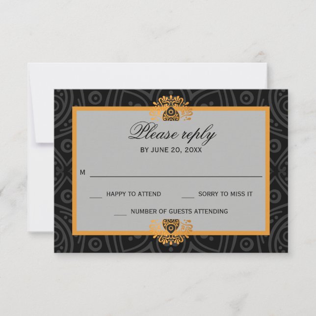Elegant Mandala Indian Wedding RSVP Card (Front)