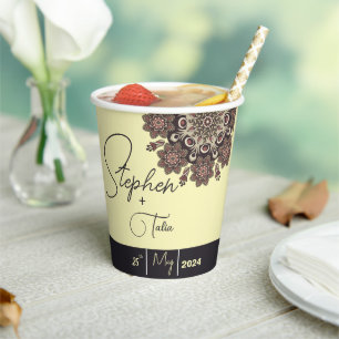 Elegant Mandala-Inspired Wedding Paper Cups