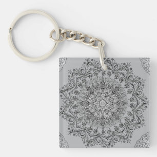 Elegant Mandala Keychain, Boho Chic Key Ring