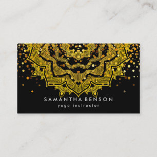 Elegant Mandala Lotus Flower Logo Yoga Instructor Business Card