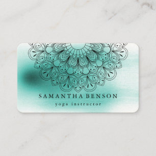 Elegant Mandala Lotus Flower Logo Yoga Instructor Business Card