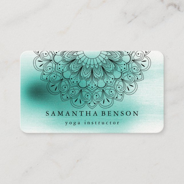 Elegant Mandala Lotus Flower Logo Yoga Instructor Business Card (Front)