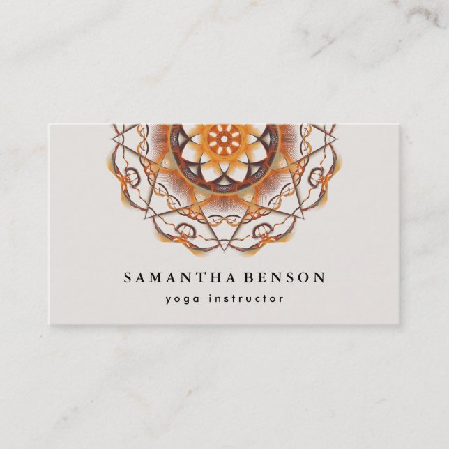 Elegant Mandala Lotus Flower Logo Yoga Instructor  Business Card (Front)