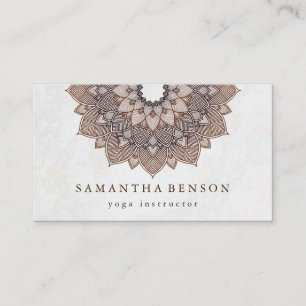 Elegant Mandala Lotus Flower Logo Yoga Instructor  Business Card