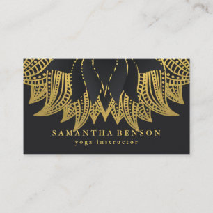 Elegant Mandala Lotus Flower Logo Yoga Instructor Business Card
