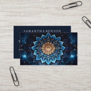 Elegant Mandala Lotus Flower Logo Yoga Instructor Business Card