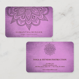 Elegant Mandala Lotus Flower Logo Yoga Instructor Business Card