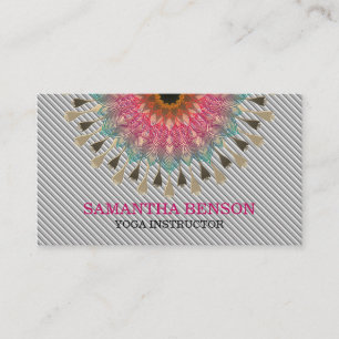 Elegant Mandala Lotus Logo Yoga Instructor Business Card