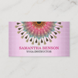 Elegant Mandala Lotus Logo Yoga Instructor Business Card