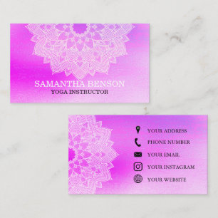 Elegant Mandala Lotus Logo Yoga Instructor Business Card