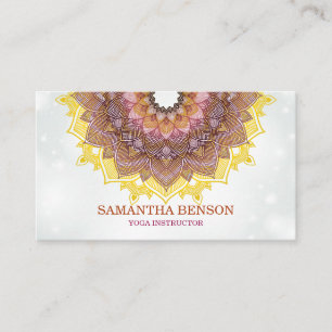 Elegant Mandala Lotus Yoga Instructor Business Card