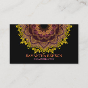 Elegant Mandala Lotus Yoga Instructor Business Card