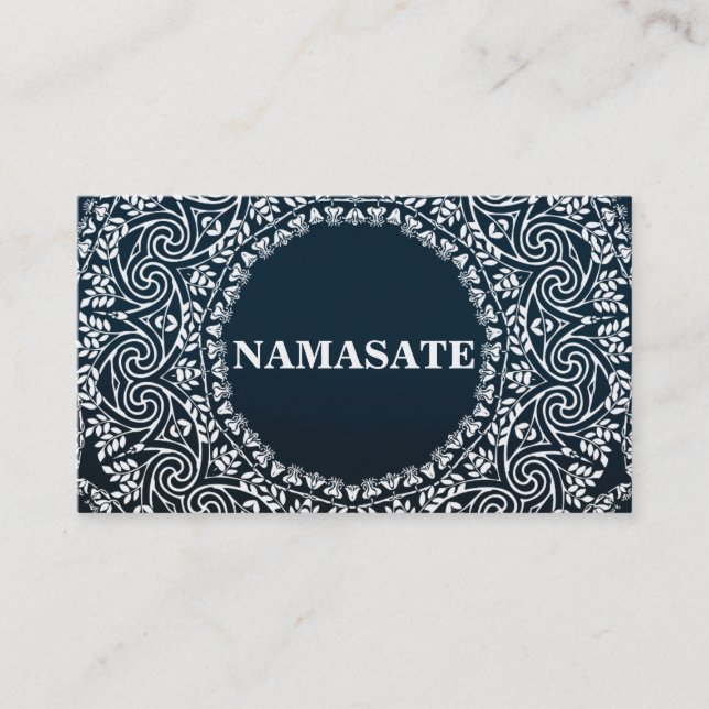 Elegant Mandala Namaste Yoga Logo Art Business Card (Front)
