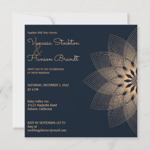 Elegant Mandala on Blue Invitation