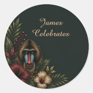 Elegant Mandrill Botanical Milestone Birthday Classic Round Sticker