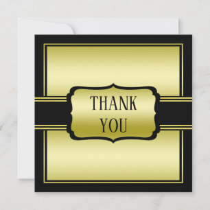 Elegant Man's Gold & Black Birthday Thank You Card