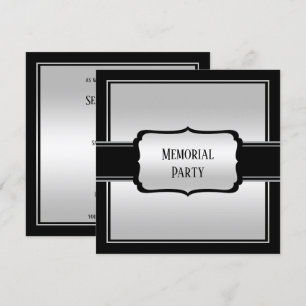 Elegant Man's Silver & Black memorial Party Invitation