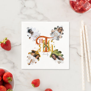 Elegant Manuscript Thanks Autumn Foliage Photos Napkin