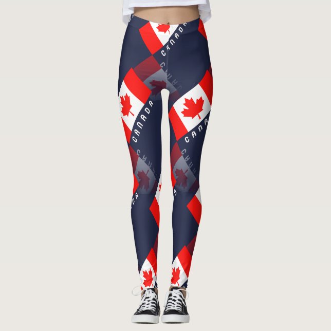 Elegant Maple Leaf Canadian Flag 3D Reflection Leggings (Front)