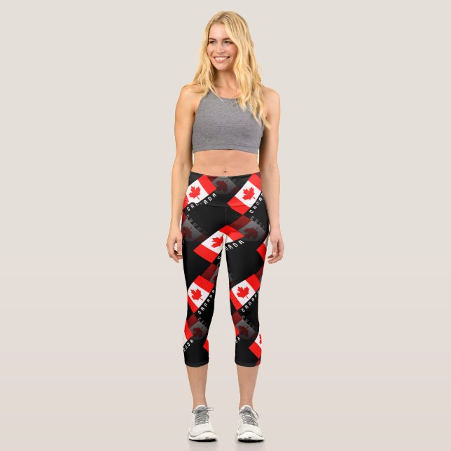 Elegant Maple Leaf Canadian High Waisted Capris (Front)
