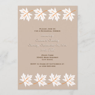 Elegant maple leaves fall wedding rehearsal dinner invitation