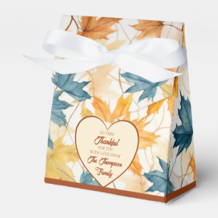Elegant Maple Leaves Thankful Thanksgiving Heart  Favour Box
