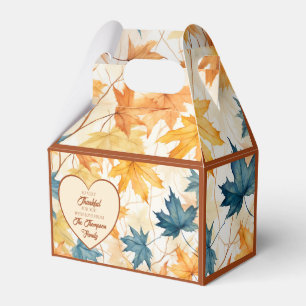 Elegant Maple Leaves Thankful Thanksgiving Heart  Favour Box