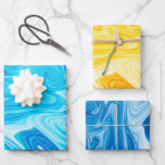 Elegant Marbelized Paint Art Holiday Hanukkah  Wrapping Paper Sheet<br><div class="desc">Marbelized Paint Swirl pattern in blue,  yellow,  bright blue tones. Great gift wrap for holidays or every day. Colourful,  Elegant,  Fun. Mix and match entire Abstract Art / Gift Wrap Collections by TMCdesigns</div>