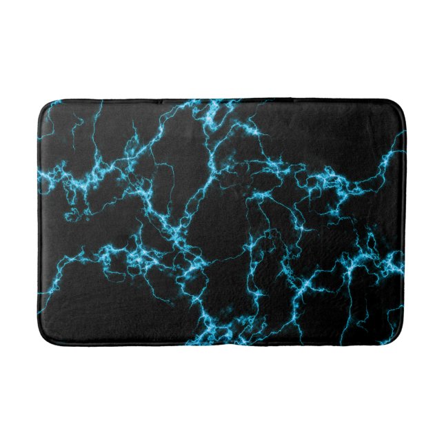 Elegant Marble 10 - Blue and Black Bath Mat (Front)