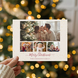 Elegant Marble 4 Photo Christmas Card