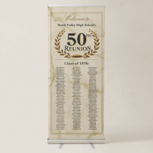 Elegant Marble 50th High School Reunion Class List Retractable Banner