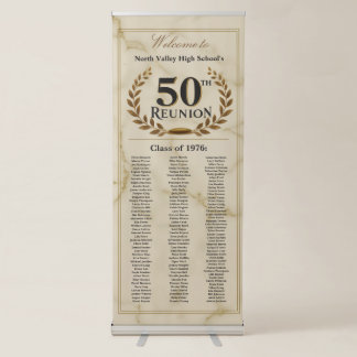 Elegant Marble 50th High School Reunion Class List Retractable Banner