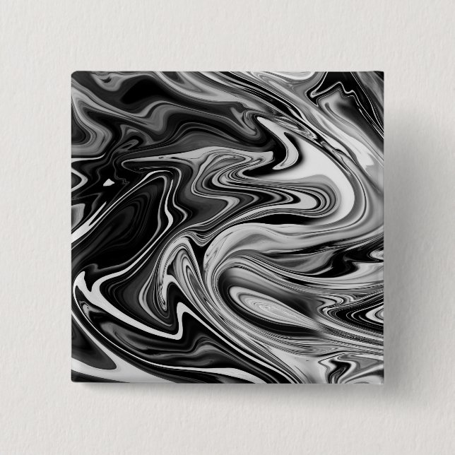 Elegant Marble 7 - Liquid Black and White 15 Cm Square Badge (Front)