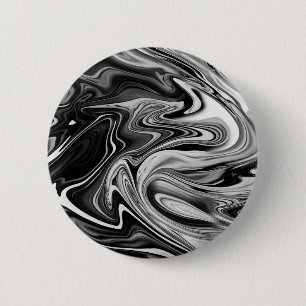 Elegant Marble 7 - Liquid Black and White 6 Cm Round Badge