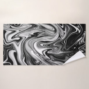 Elegant Marble 7 - Liquid Black and White Bath Towel