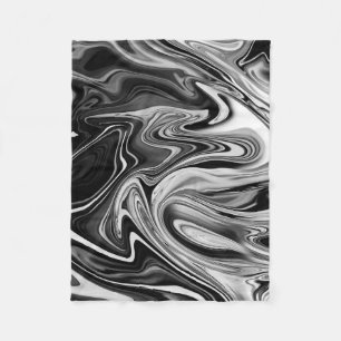 Elegant Marble 7 - Liquid Black and White Fleece Blanket