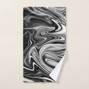 Elegant Marble 7 - Liquid Black and White Hand Towel