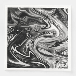 Elegant Marble 7 - Liquid Black and White Napkin