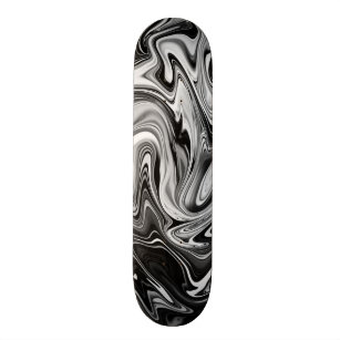 Elegant Marble 7 - Liquid Black and White Skateboard
