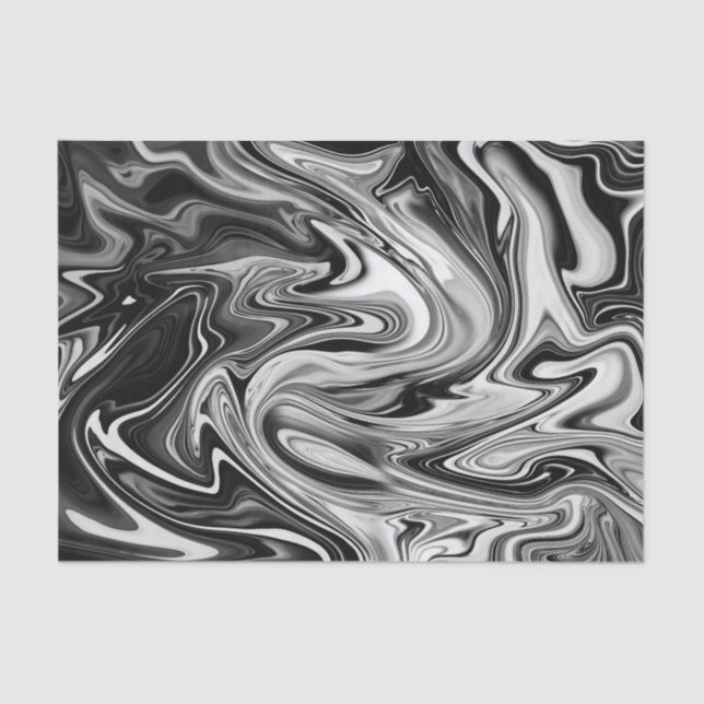 Elegant Marble 7 - Liquid Black and White Tissue Paper (Front)