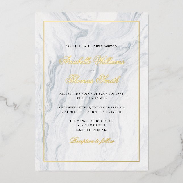 Elegant Marble and Gold Wedding (Front)