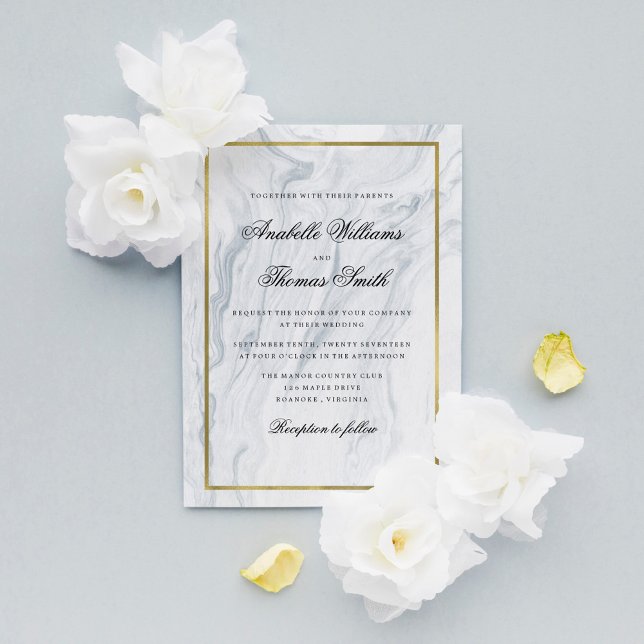 Elegant Marble and Gold Wedding Invitation (Creator Uploaded)
