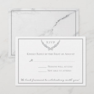 Elegant Marble and Wreath Wedding Response Invitation