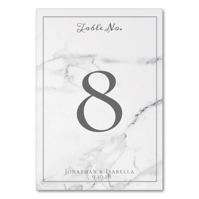 Elegant Marble and Wreath Wedding Table Numbers (Front)