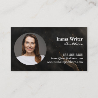 Elegant Marble Author Contact Photo and QR Code Business Card